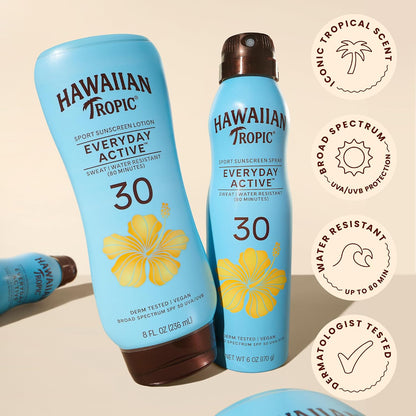 Everyday Active Clear Spray Sunscreen SPF 30|  Sunscreen Spray SPF 30, Sunblock, Oxybenzone Free, 6Oz Each Twin Pack